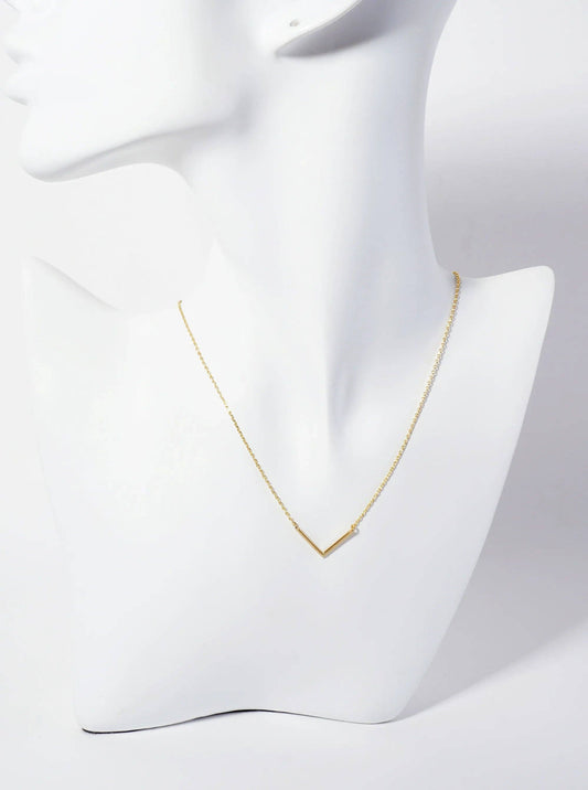 Minimalist V-Shape Pendant 18K-Gold-Dipped Necklace