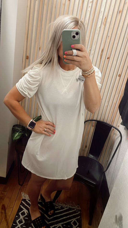 Puff Sleeve French Terry Dress
