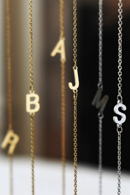 Dainty Sideways Initial Necklace