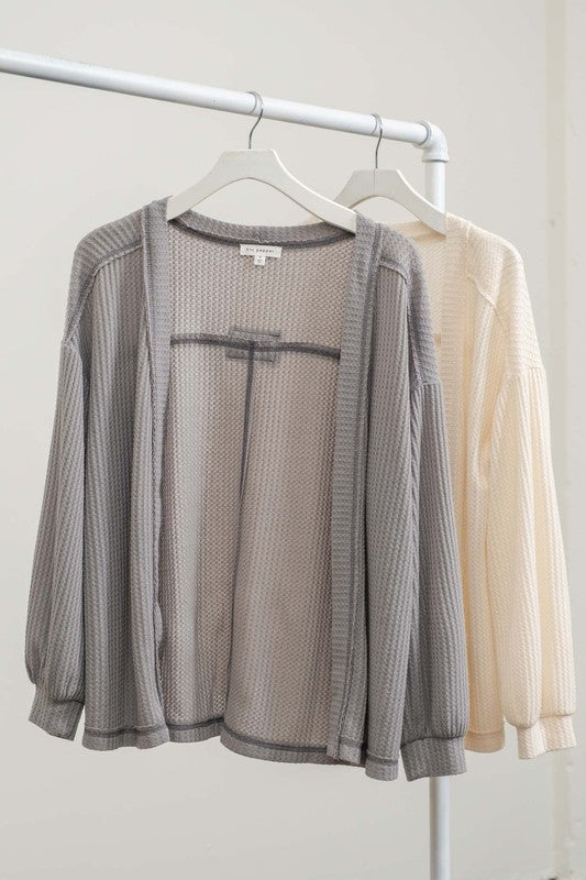 Reverse Stitched Open Front Cardigan