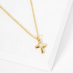 Dainty Stone Accent Cross Necklace