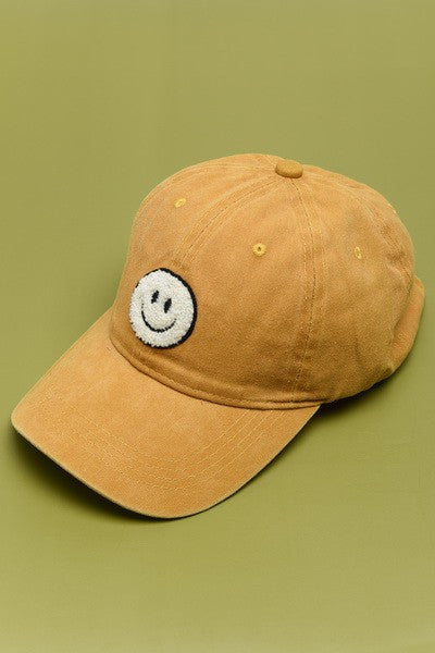 Washed Sherpa Smiley Face Ball Cap