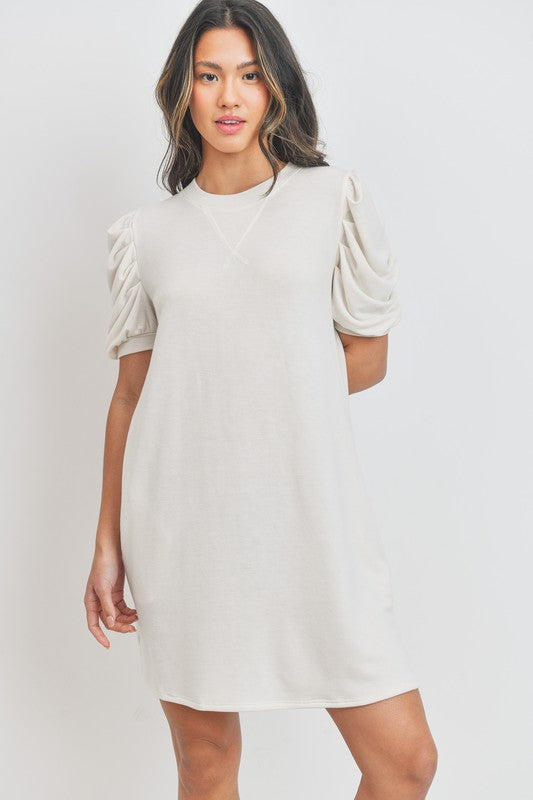 Puff Sleeve French Terry Dress