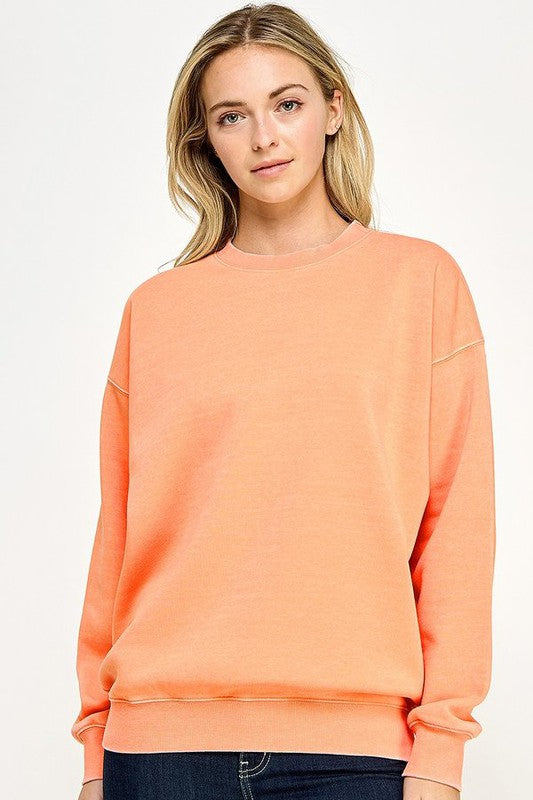 Fleece Burn Out Oversized Crew Sweatshirt