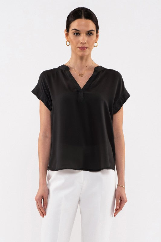 V-neck Black Blouse