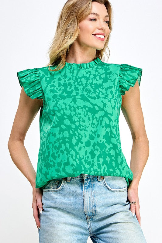 Ruffle Mock Neck Blouse