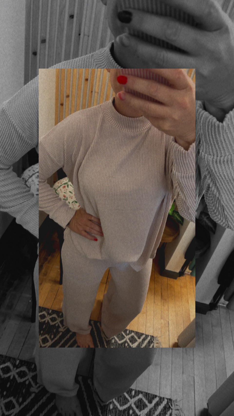 Ribbed Mock Neck Matching Set