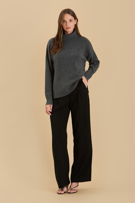 Turtleneck Front Seam Sweater