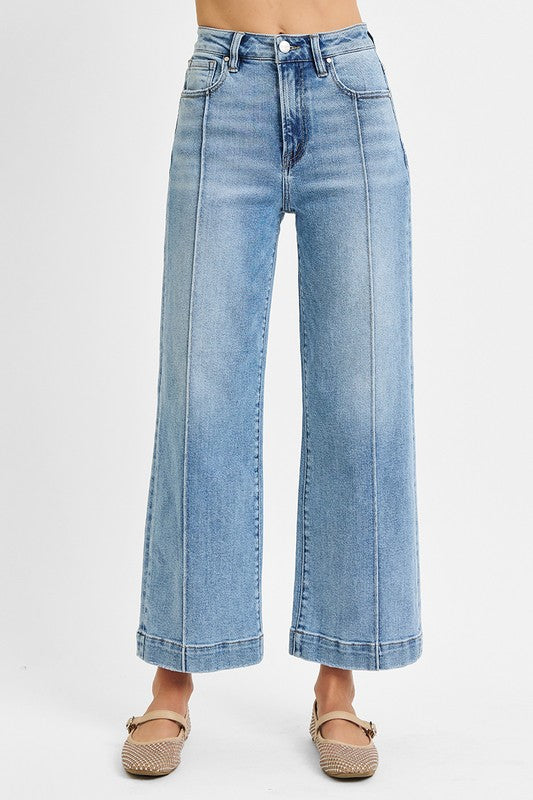 Front Seam Crop Wide Leg Jean