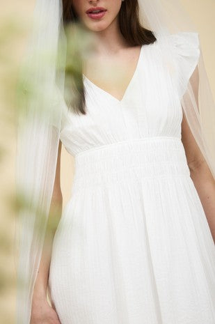 White Tie Back Vneck Dress