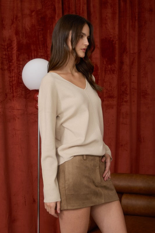 Vneck Front Seam Sweater