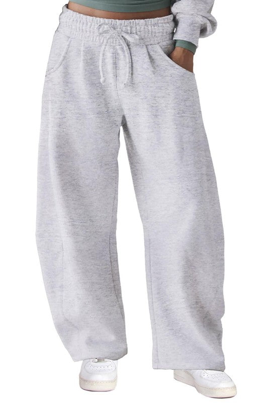 Fleece Baggy Barrel Mid Rise Sweats