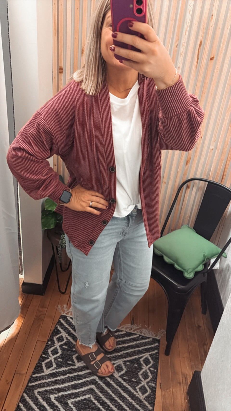 Button Open Front Cardigan