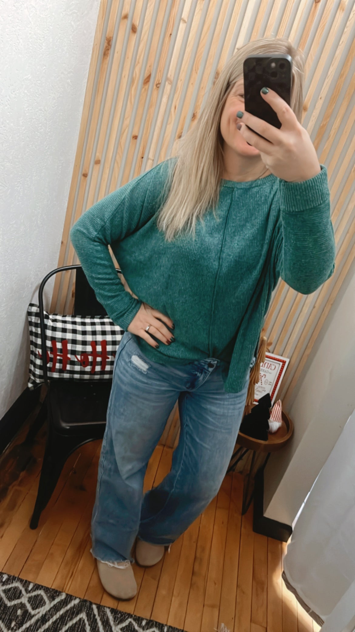 Ribbed Center Seam Dolman Sleeve Top