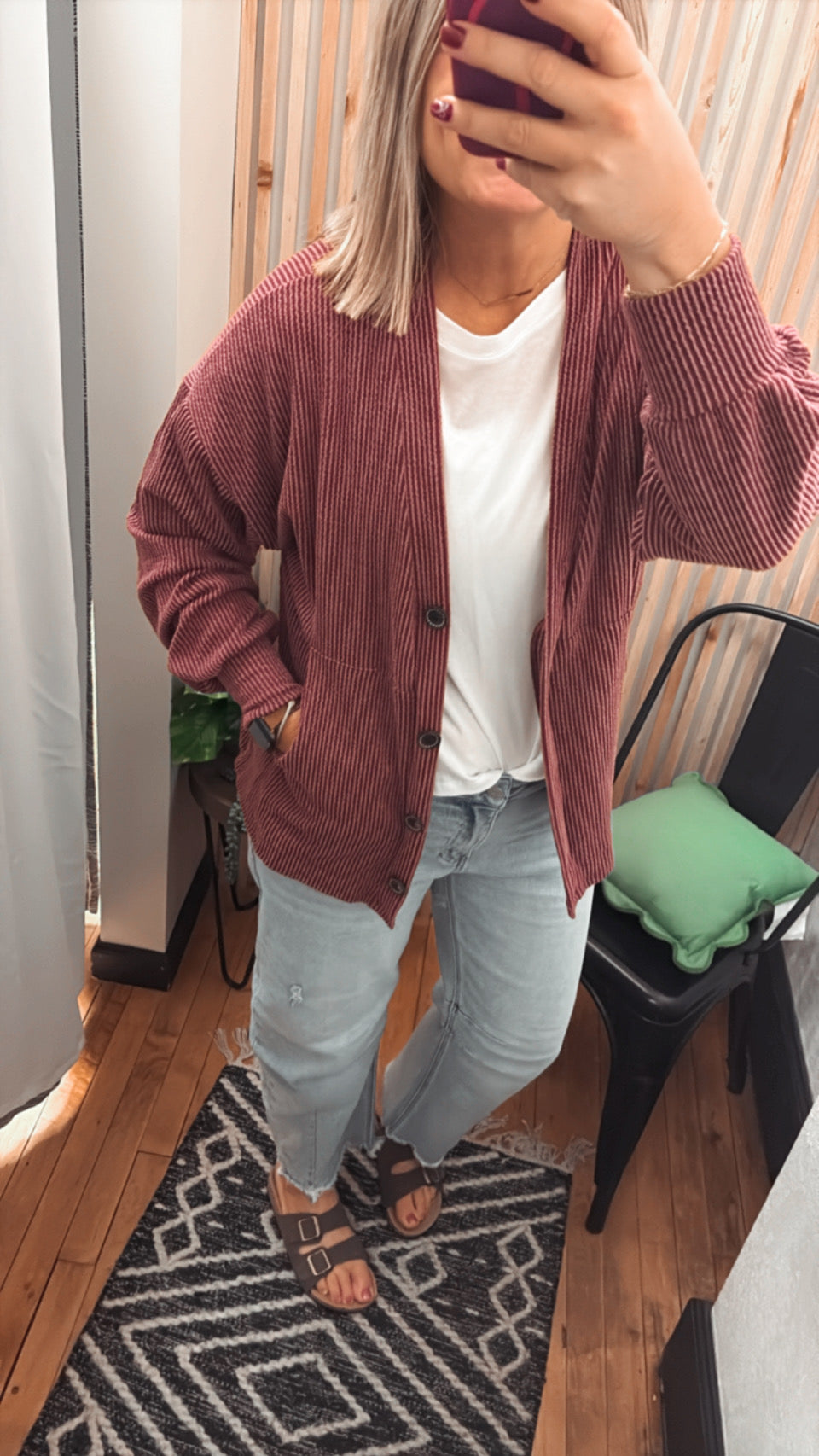 Button Open Front Cardigan