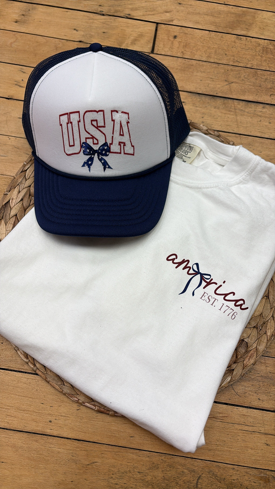 America Bow Comfort Colors White Tee