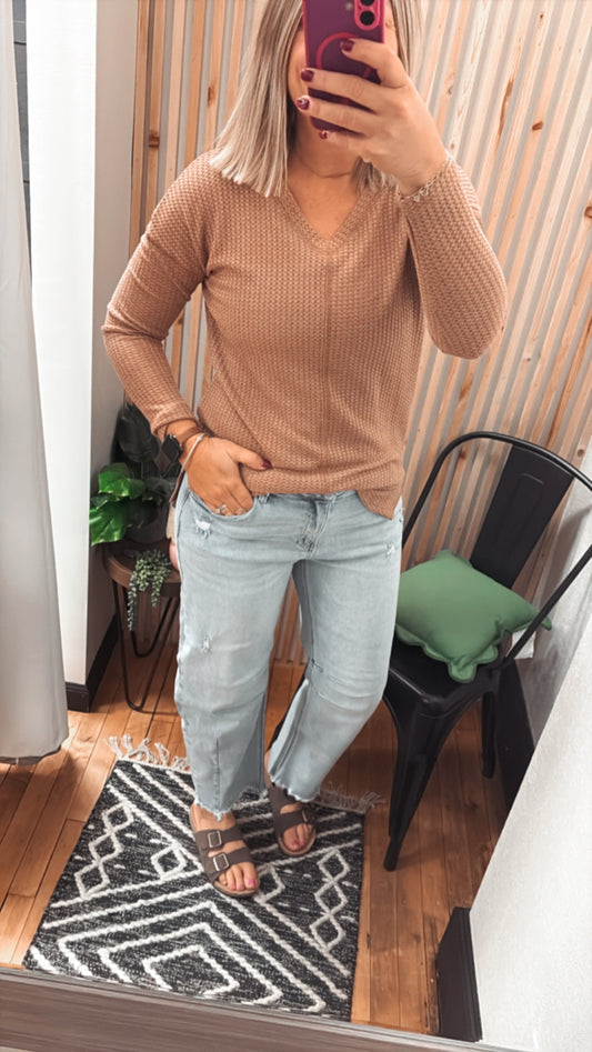 Vneck Waffle Knit Top