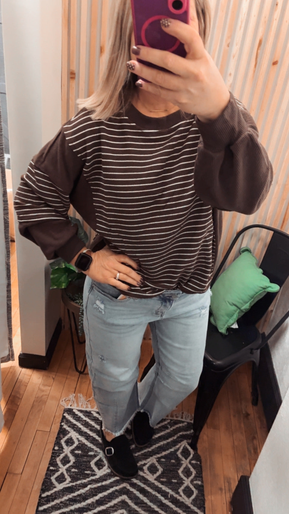 Patchwork Contrast Top