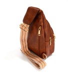Leather Guitar Strap Sling Bag With Contrast Leather Details