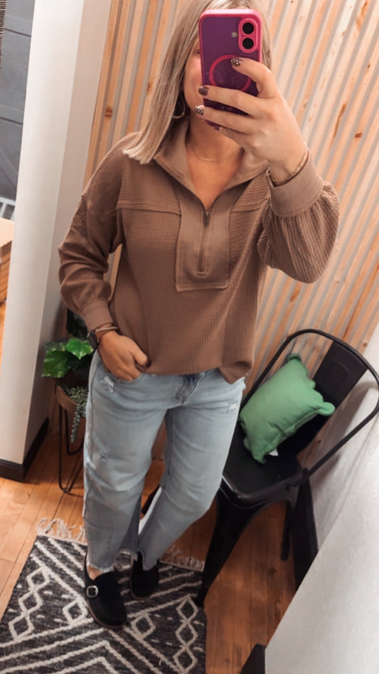 Half Zip Collared Top