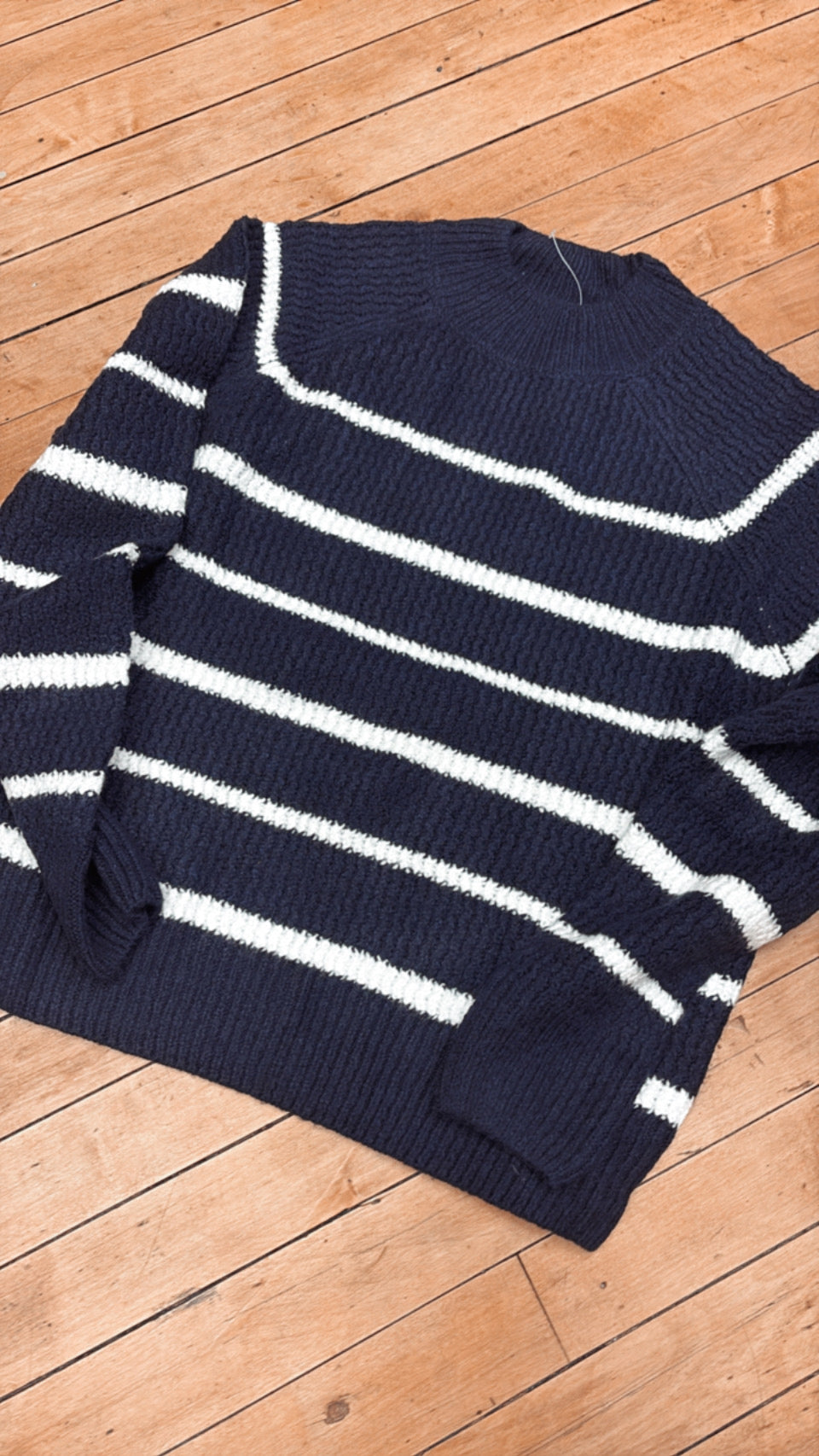 Stripe High Neck Pullover Sweater
