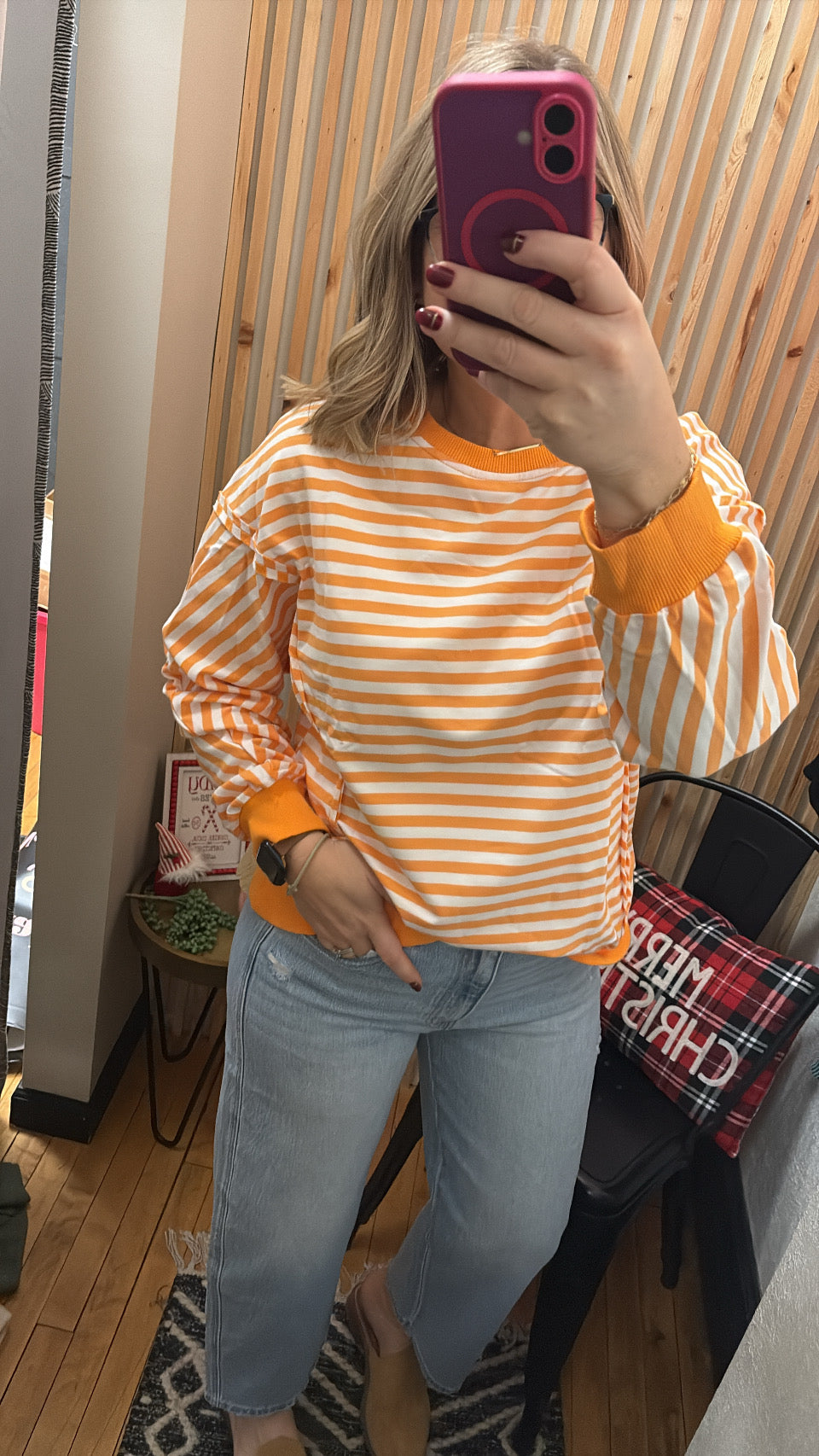 Orange Stripe Top