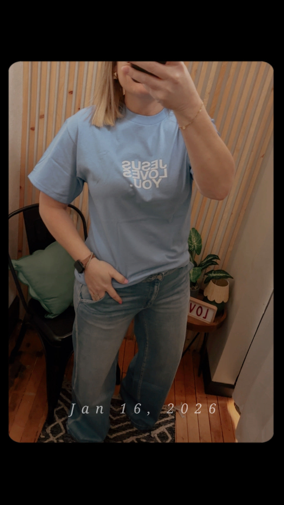 University Blue Logo Jesus Loves You Tee