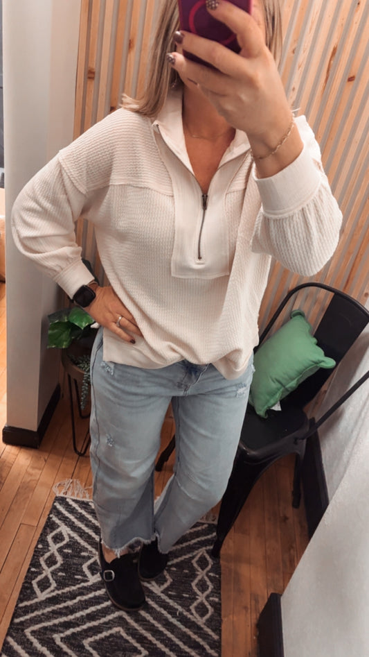 Half Zip Collared Top