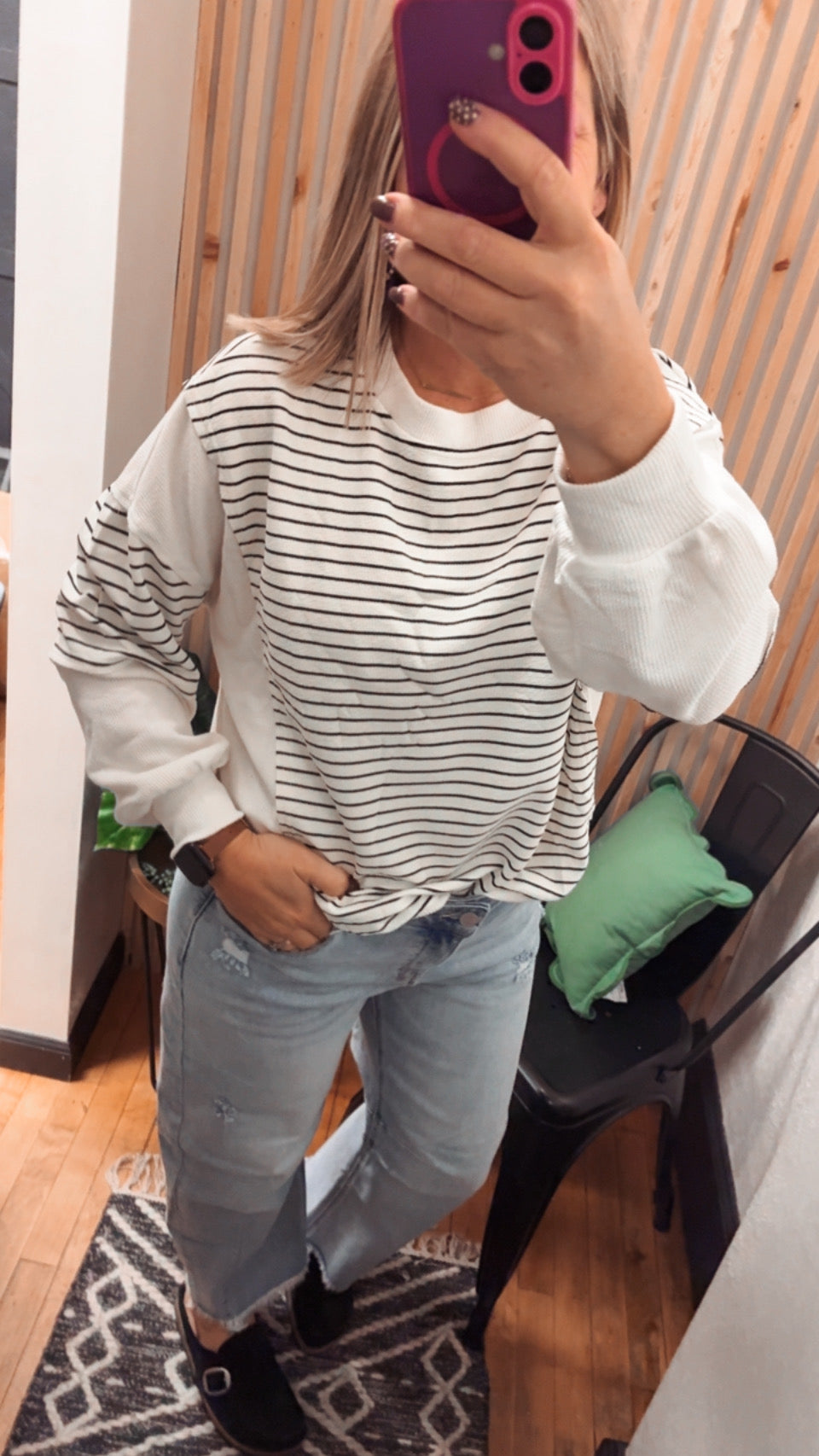 Patchwork Contrast Top