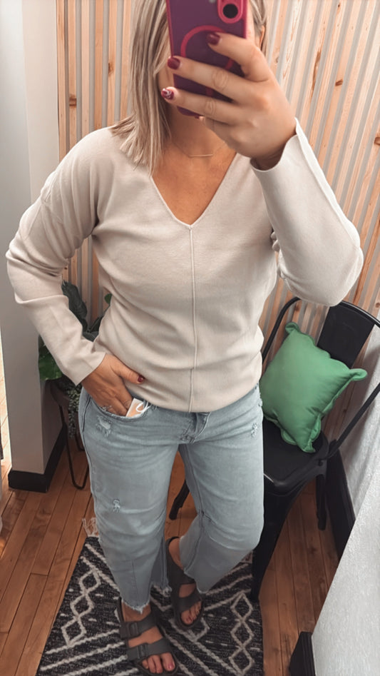 Vneck Front Seam Sweater