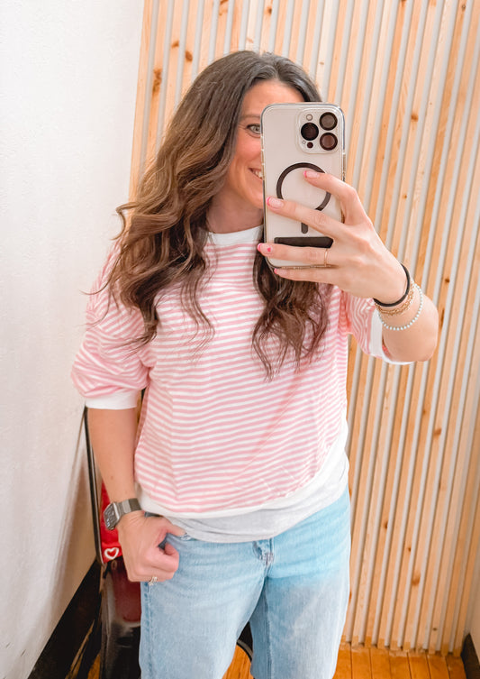 Pink 3/4 Drop Shoulder Top