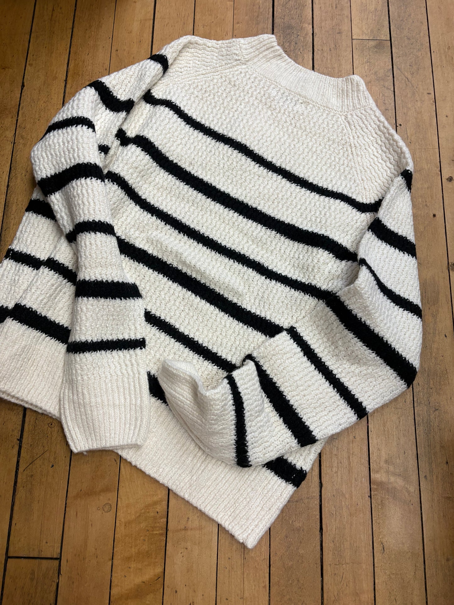 Stripe High Neck Pullover Sweater