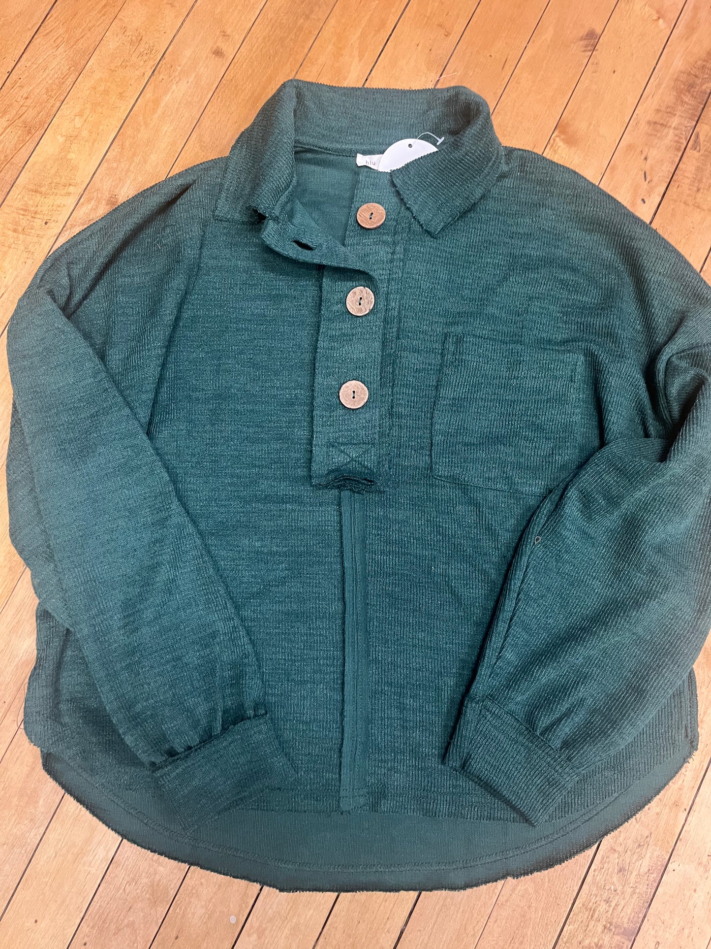 Collared Raw Edge Half Button