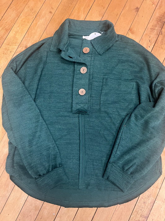 Collared Raw Edge Half Button