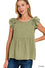 Acid Washed Ruffle Peplum Top
