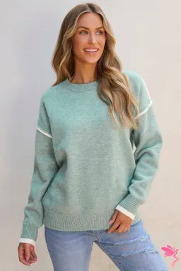 Moonlight Jade Contrast Edge Sweater