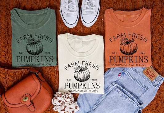 Fall 2025 Pumpkin Farm Fresh Heather olive Graphic Tee