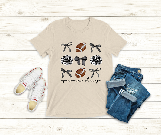 Game Day Football Cheer Bow Tee