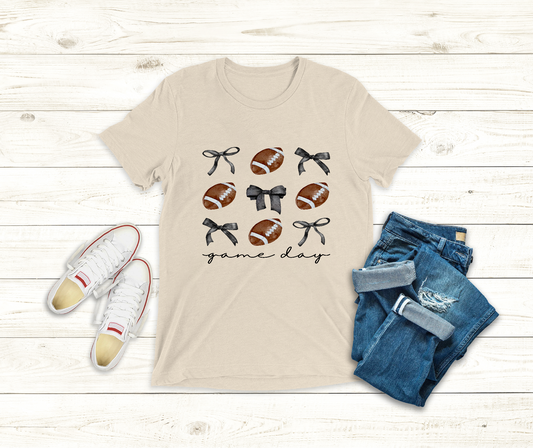 Game Day Football Bow Tee