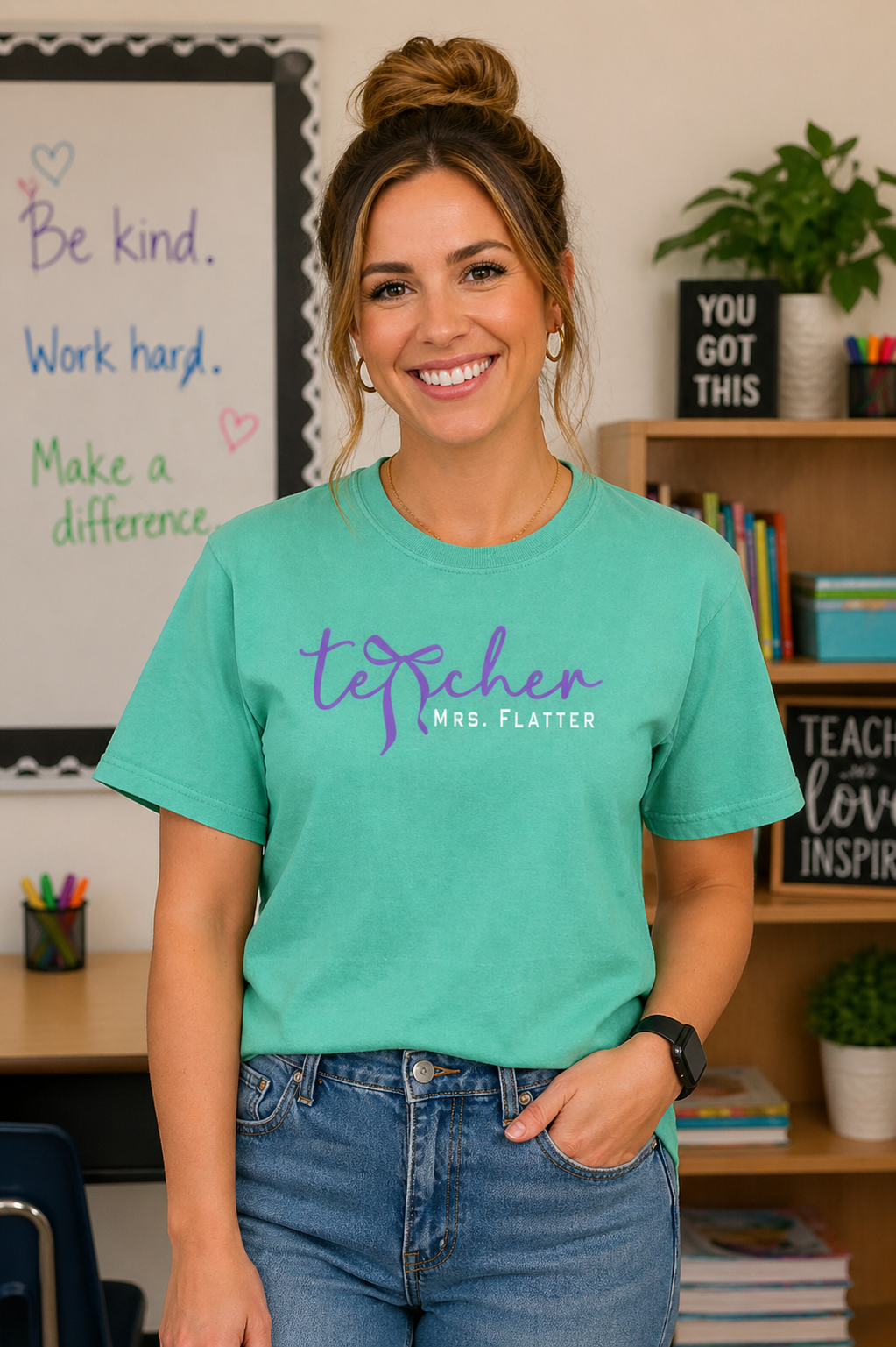 Teacher Bow Personalized CC Tee