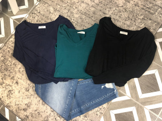 Plus Long Sleeve V-Neck