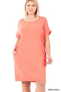 Curvy Rolled Short Sleeve Dress