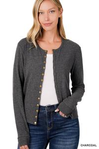 Crew Neck Snap Cardi
