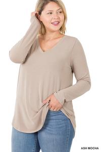 Plus Long Sleeve V-Neck