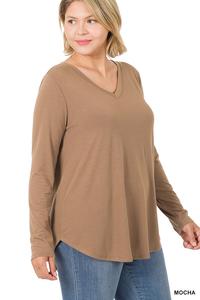 Plus Long Sleeve V-Neck