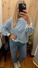 Stripe Drop Shoulder Crew Neck Loose Sweatshirt