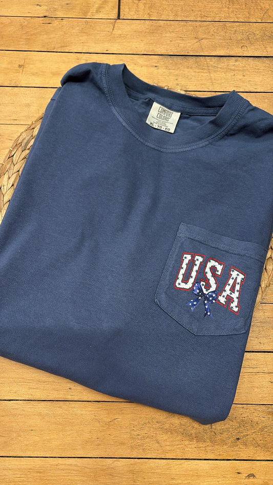 USA Navy Comfort Colors Pocket Tee