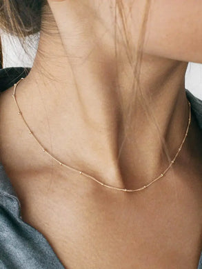 18K Gold Plated Dainty Bead Necklace