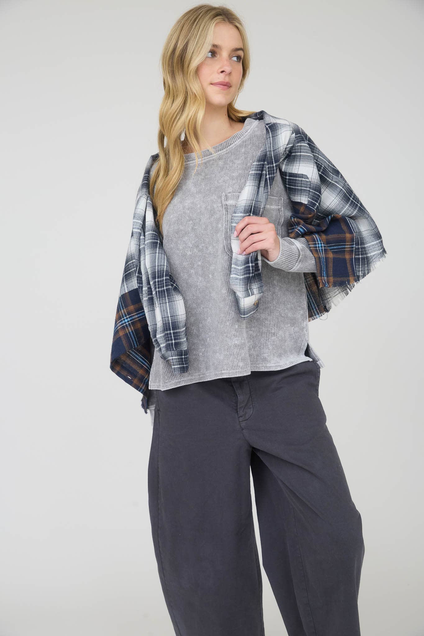 Washed Pocket Ribbed Top