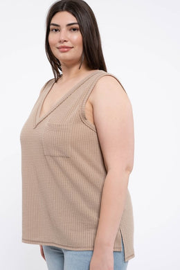 Plus Size Waffle Pocket Tank